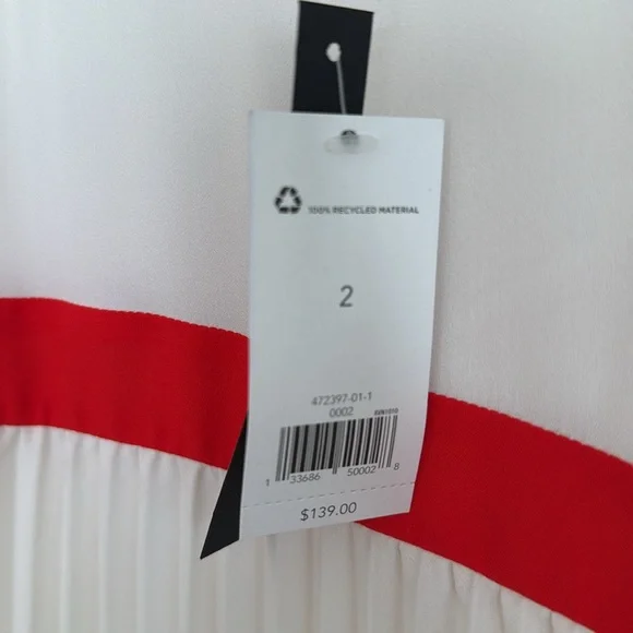 NWT Banana Republic Pleated Midi Dress Size 2. Blue, White And Red - Picture 3 of 9